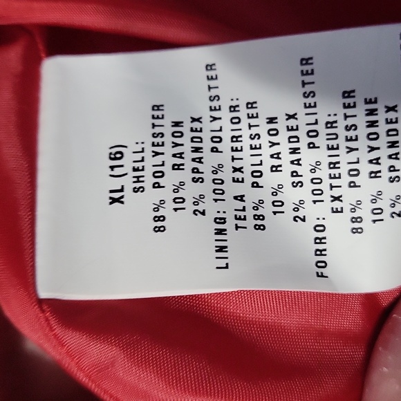 Big Girls Red Rothschild wool like jacket coat roses riding hood 16 scarlet NWOT - Picture 6 of 7